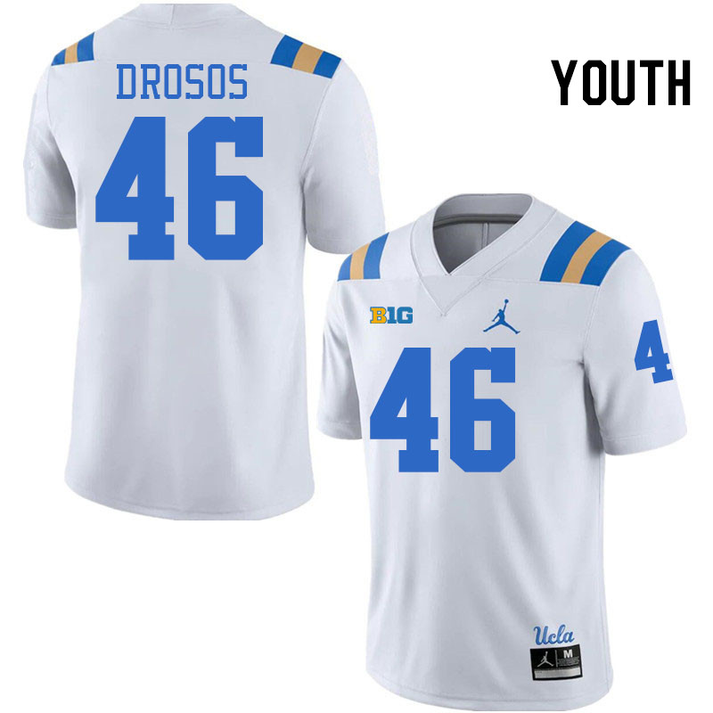 Youth #46 Travis Drosos UCLA Bruins College Football Jerseys Stitched-White